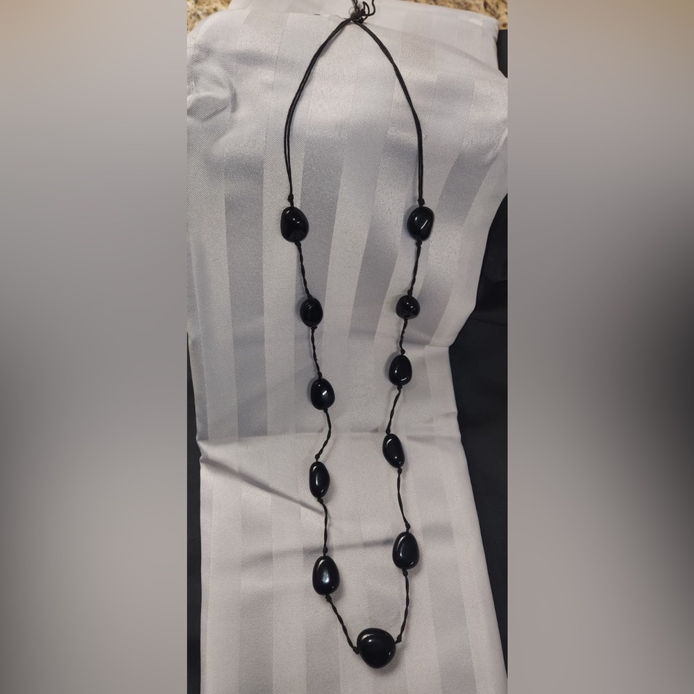 Large Black Bead Necklace